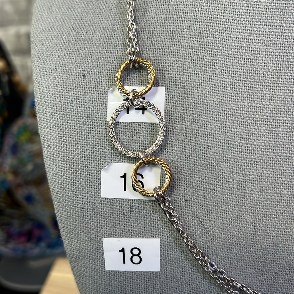 Touchstone Crystal Silver & Gold Circles Necklace - Picture 3 of 4